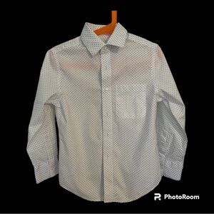 APPAMAN Boy Button Down Shirt White Blue Patterned 6 Boutique Buttondown